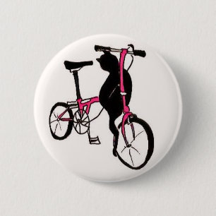 Brompton schwarze Katze im Rosa Button