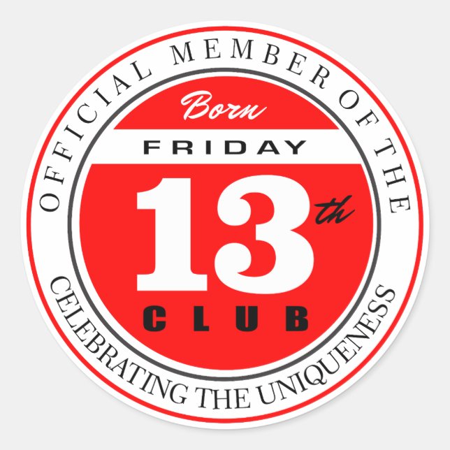 Bron Friday 13. Club Runder Aufkleber (Vorderseite)