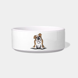 Bron in White English Bulldog Sit Hübsch Napf