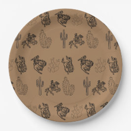 Bronc Cowboys und Cactus Paper Party Plate Pappteller