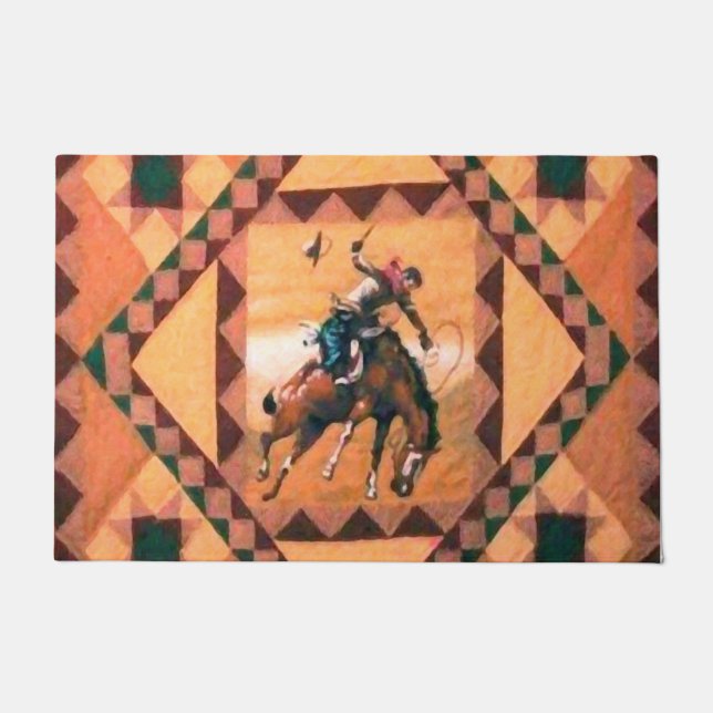 Bronc-Reiter-Western-Cowboy 24" x 6" Bad-Matte Fußmatte (Vorderseite)