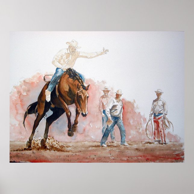 Bronc Riding Cowboy Poster (Vorne)