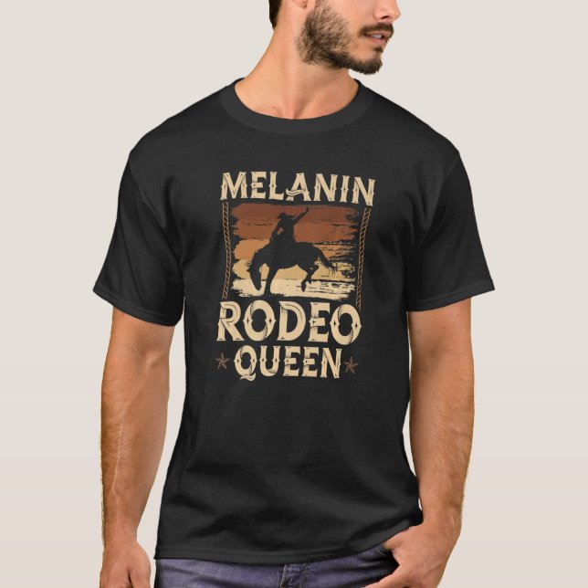 Bronc Riding Melanin Rodeo Queen African American T-Shirt (Vorderseite)