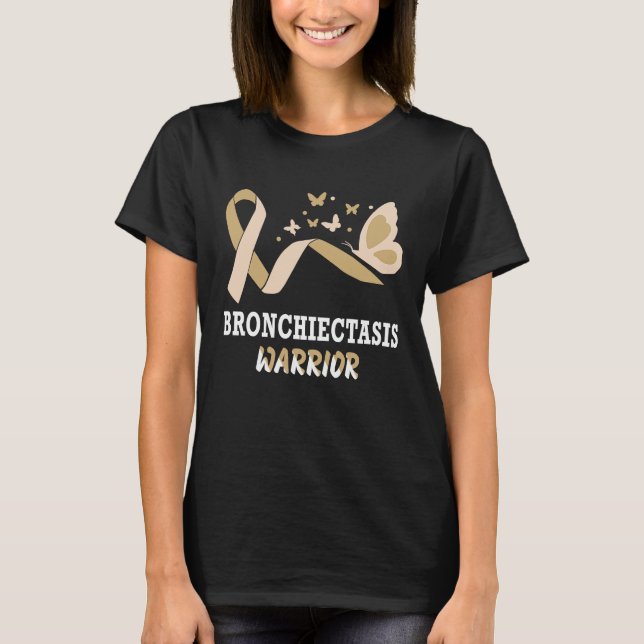 Bronchiectasis Awareness Pearl Ribbon Warrior Butt T-Shirt (Vorderseite)
