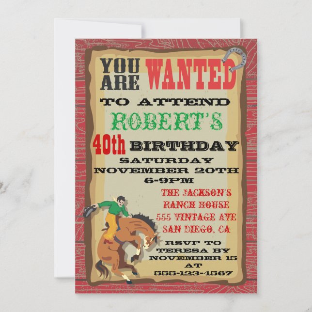 Bronco Cowboy Geburtstagsparty Poster kaufen Einladung (Vorderseite)