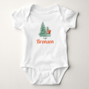 Bronson Name Reveal Letter B Woodland Boy Eichhörn Baby Strampler