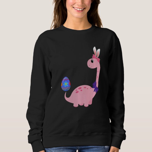 Brontosaurus Bunny Ears Egg Ostertag Dinosaur Di Sweatshirt (Vorderseite)