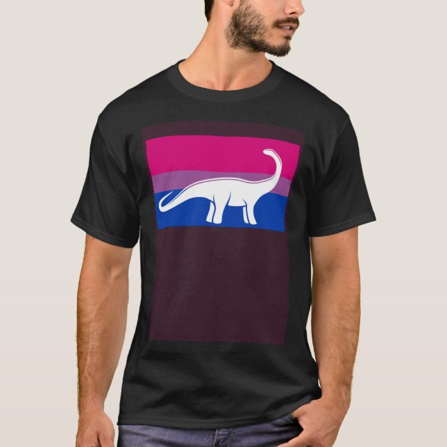 Brontosaurus Dinosaur Bisexual Pride Flag Aestheti T-Shirt (Vorderseite)