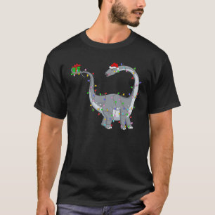 Brontosaurus Dinosaur Xmas Lights Dinosaur Christ T-Shirt