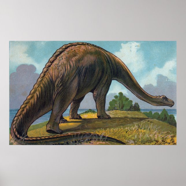 Brontosaurus Dinosaurier Antique Print Poster (Vorne)