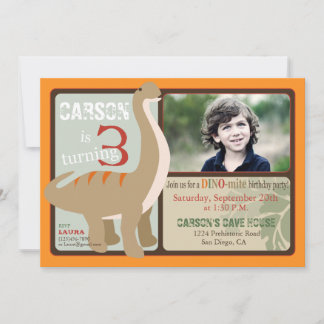 Brontosaurus Dinosaurier Dritter Geburtstag Einladung
