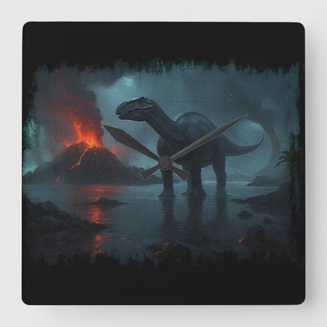Brontosaurus Fun Ecology Quadratische Wanduhr (Vorderseite)