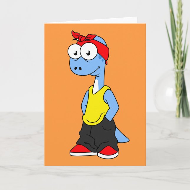 Brontosaurus in Hüftklamotten gekleidet. Karte (Vorderseite)