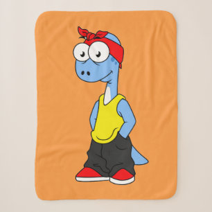 Brontosaurus in Hüftklamotten gekleidet. Sherpadecke