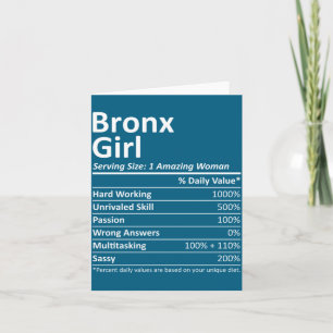 Bronx Mädchen Ny New York Lustige Stadt Heimat Wur Karte