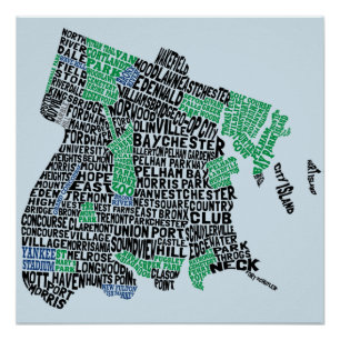 Bronx New York City Typografie-Karte Poster