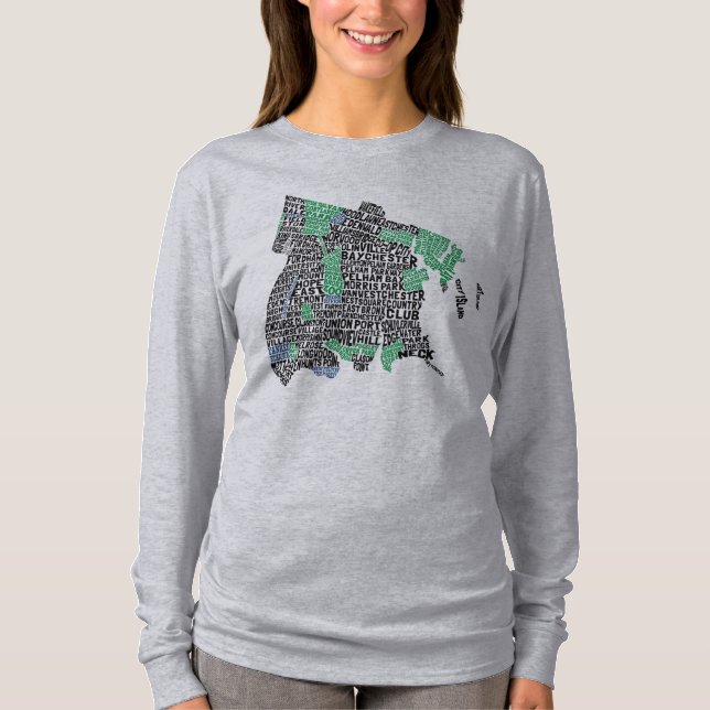 Bronx New York City Typografie T-Shirt (Vorderseite)