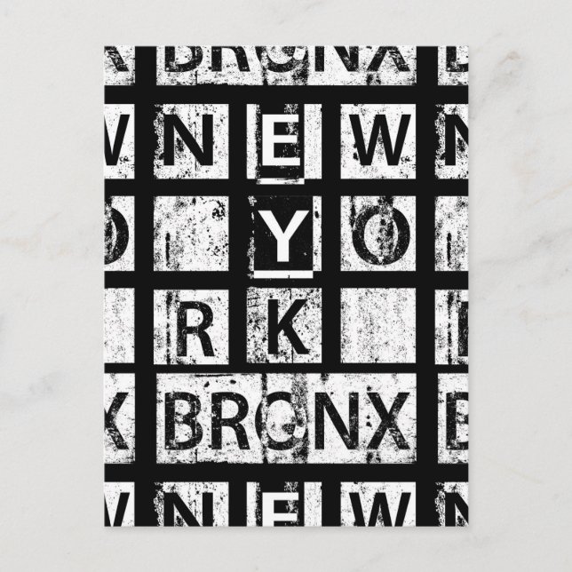 Bronx New York | Grunge Typografie Postkarte (Vorderseite)