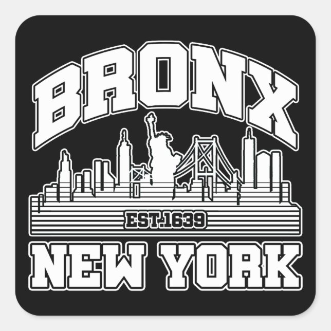 Bronx, New York Quadratischer Aufkleber (Vorderseite)