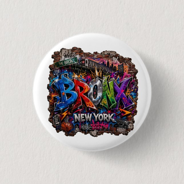Bronx New York urbane Graffiti-Straßenkunst Button (Vorderseite)