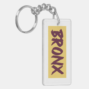 Bronx Text Base Design auf gelbem Hintergrund Schlüsselanhänger