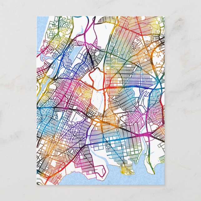 Bronx USA City Map Postkarte (Vorderseite)