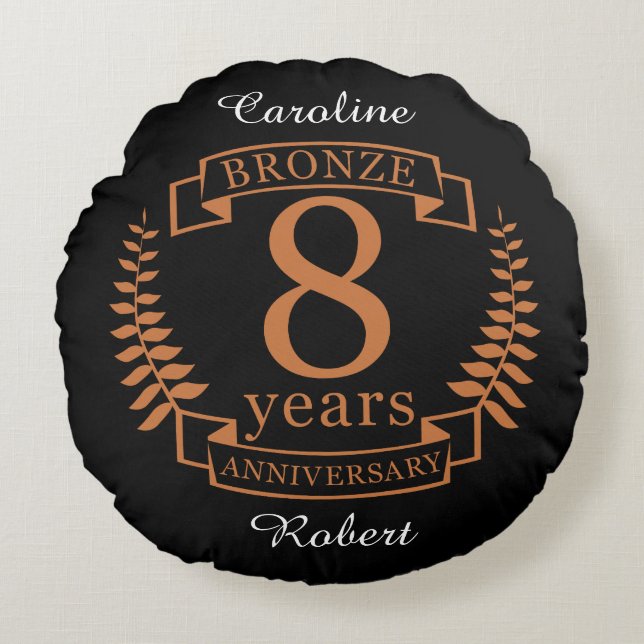 Bronze 8. Hochzeitstag 8 Jahre Rundes Kissen (Vorderseite)