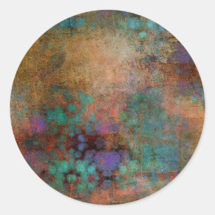 Bronze, Aquamarin, Lila Abstrakt Runder Aufkleber