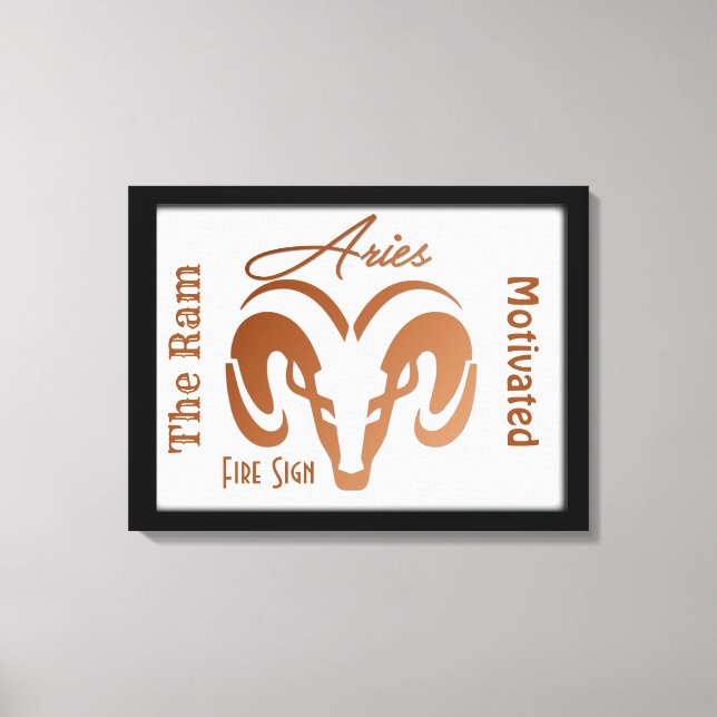 Bronze Aries Zodiac Zeichen und Symbol Gerahmt Leinwanddruck (Vorderseite)