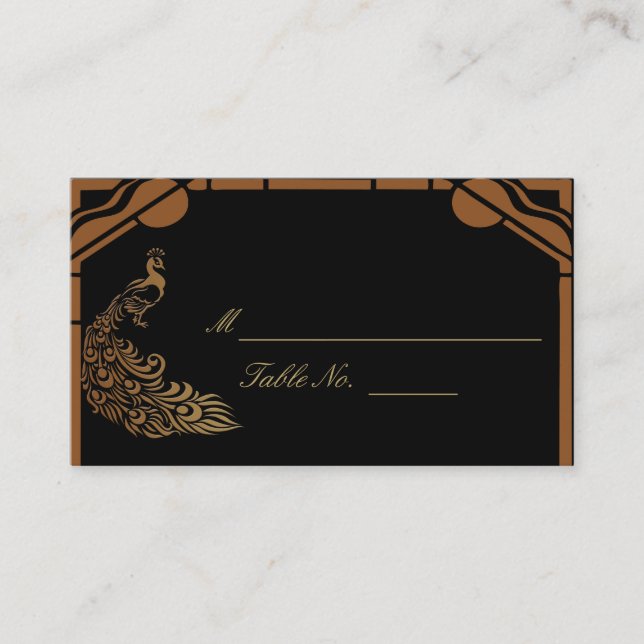 Bronze Art Déco Pfau und Florenz Weddi Platzkarte (Vorderseite)