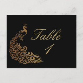 Bronze Art Deco Pfau und Tischnummer Blumen