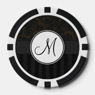Bronze auf schwarzen BlumenBündeln, Streifen u. Pokerchips