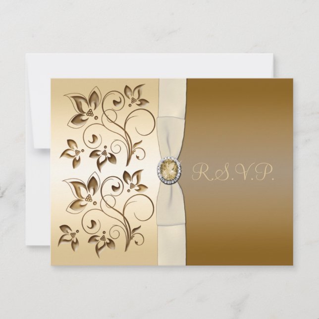 Bronze avec carte RSVP Ribbon ivoire (Devant)