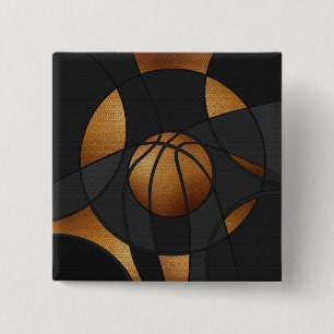Bronze Basketball Abstrakte Kunst Button