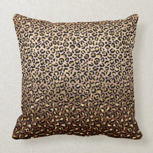 Bronze Black Gold Ombre Leopardrucke Kissen