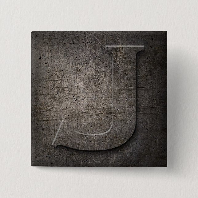 Bronze Black Metal J Monogram Square Button (Vorderseite)