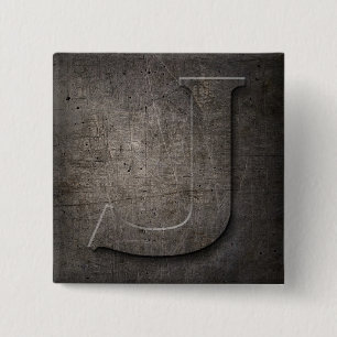 Bronze Black Metal J Monogram Square Button