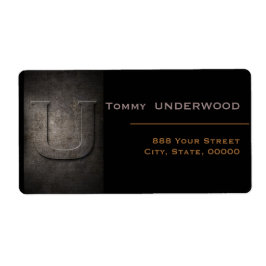 Bronze Black Metal Monogram U Address Labels