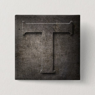 Bronze Black Metal T Monogram Square Button