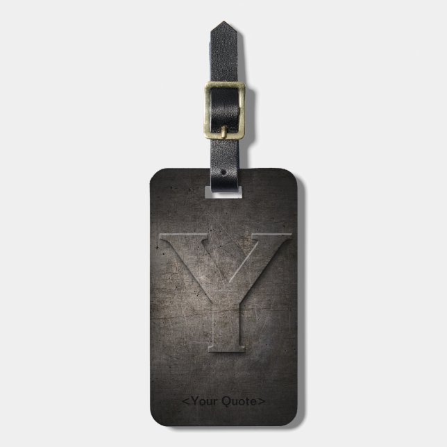 Bronze Black Metal Y Monogram Travel Gepäckmarke Gepäckanhänger (Vorderseite vertikal)