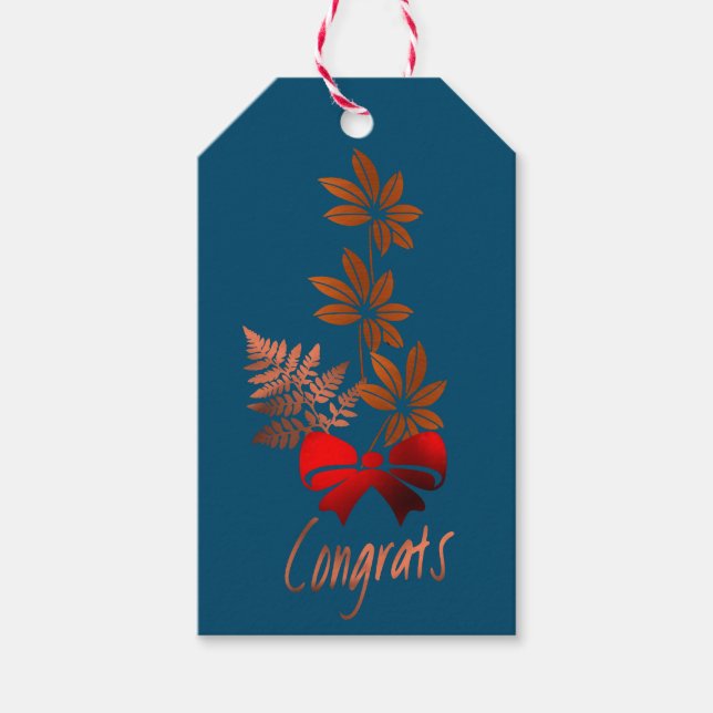Bronze Blume Glückwunsch Geschenktag Geschenkanhänger (Vorderseite)