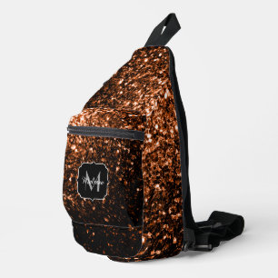 Bronze braun falscher Glitter funkelt Monogramm Crossbody Bag