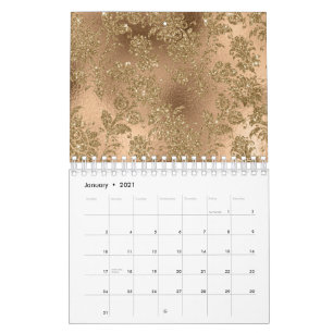 Bronze Braun Goldene Blumen Blätter Zweige Hell Kalender