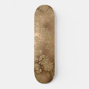 Bronze Braun Goldene Blumen Blätter Zweige Hell Skateboard