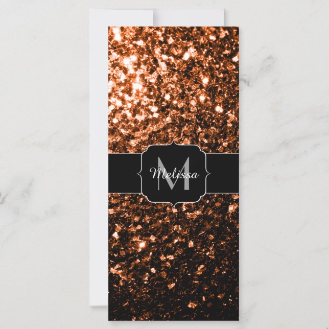 Bronze-braune Imitate Glitzer glänzen Monogramm (Vorderseite)