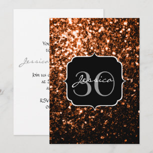 Bronze-braune Imitate Glitzer glänzen Monogramm Einladung