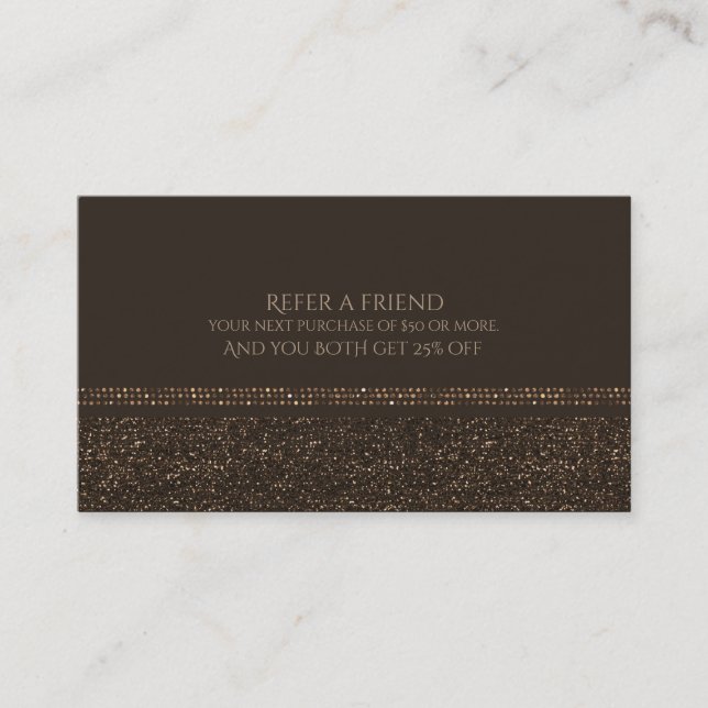 Bronze Brown Chic Sparkling Glam Wandern Empfehlungskarte (Vorderseite)
