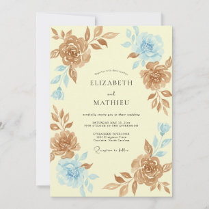 Bronze-Butter-Pfingstrosen-Hochzeit Einladung