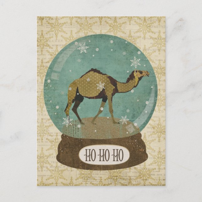 Bronze Camel Snowglobe Postcard Postkarte (Vorderseite)