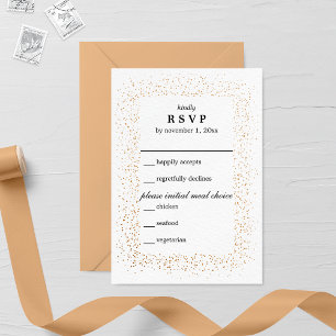Bronze Confetti Brusts Wedding RSVP Card Karte